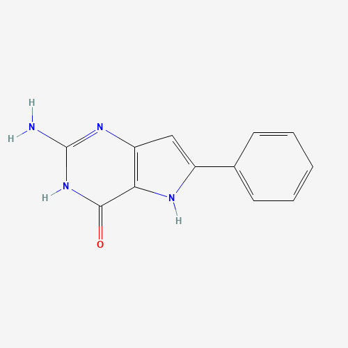2-Amino-6-phenyl-5H-pyrrolo[3,2-d]pyrimidin-4-ol (CAS: 237435-29-9) - Chemical Structure and Molecular Formula 