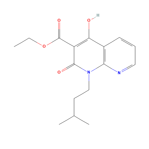 Ethyl 4-hydroxy-1-isopentyl-2-oxo-1,2-dihydro-1,8-naphthyridine-3-carboxylate (CAS: 850814-34-5) - Chemical Structure and Molecular Formula 