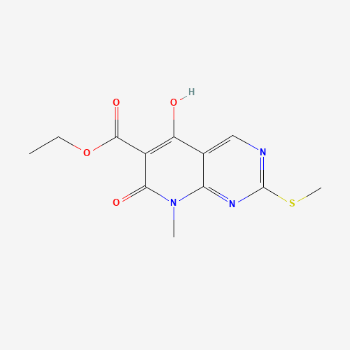 Ethyl 5-hydroxy-8-methyl-2-(methylthio)-7-oxo-7,8-dihydropyrido[2,3-d]pyrimidine-6-carboxylate (CAS: 76360-81-1) - Chemical Structure and Molecular Formula 