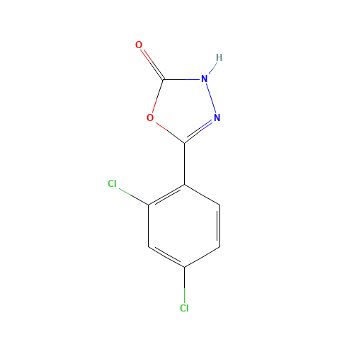 5-(2,4-Dichlorophenyl)-1,3,4-oxadiazol-2-ol (CAS: 23767-45-5) - Chemical Structure and Molecular Formula 