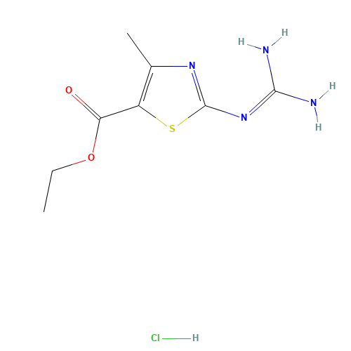 Ethyl 2-carbamimidamido-4-methyl-1,3-thiazole-5-carboxylate hydrochloride (CAS: 131184-96-8) - Chemical Structure and Molecular Formula 