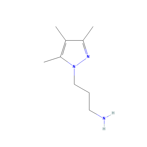 [3-(3,4,5-Trimethyl-1H-pyrazol-1-yl)propyl]amine (CAS: 69980-77-4) - Chemical Structure and Molecular Formula 