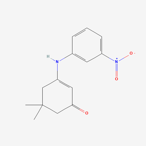 5,5-Dimethyl-3-[(3-nitrophenyl)amino]-cyclohex-2-en-1-one (CAS: 61997-86-2) - Chemical Structure and Molecular Formula 