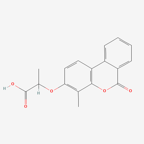 2-[(4-Methyl-6-oxo-6H-benzo[c]chromen-3-yl)oxy]-propanoic acid (CAS: 314744-86-0) - Chemical Structure and Molecular Formula 