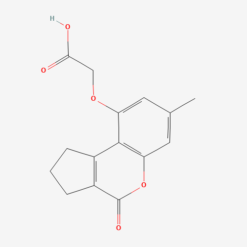 [(7-Methyl-4-oxo-1,2,3,4-tetrahydrocyclopenta[c]-chromen-9-yl)oxy]acetic acid (CAS: 307549-54-8) - Chemical Structure and Molecular Formula 