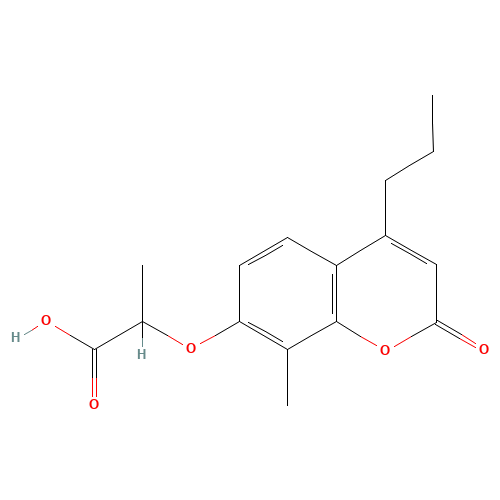 2-[(8-Methyl-2-oxo-4-propyl-2H-chromen-7-yl)oxy]-propanoic acid (CAS: 438027-08-8) - Chemical Structure and Molecular Formula 