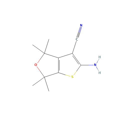 2-Amino-4,4,6,6-tetramethyl-4,6-dihydrothieno-[2,3-c]furan-3-carbonitrile (CAS: 447412-24-0) - Chemical Structure and Molecular Formula 