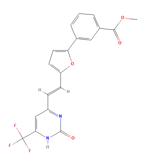Methyl 3-(5-{(E)-2-[2-oxo-6-(trifluoromethyl)-2,3-dihydropyrimidin-4-yl]vinyl}-2-furyl)benzoate (CAS: 385376-07-8) - Related Chemical Product