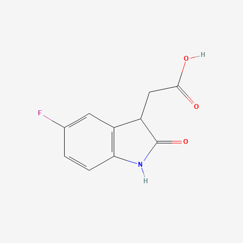 (5-Fluoro-2-oxo-2,3-dihydro-1H-indol-3-yl)-acetic acid (CAS: 915920-32-0) - Chemical Structure and Molecular Formula 