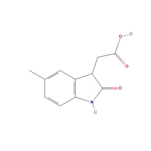 (5-Methyl-2-oxo-2,3-dihydro-1H-indol-3-yl)acetic acid (CAS: 938459-17-7) - Chemical Structure and Molecular Formula 