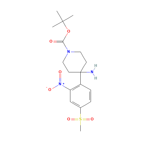 1-Boc-4-[4-(methylsulfonyl)-2-nitrophenyl]-piperidin-4-amine (CAS: 849035-91-2) - Chemical Structure and Molecular Formula 