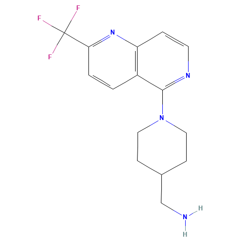 1-{1-[2-(Trifluoromethyl)-1,6-naphthyridin-5-yl]-piperidin-4-yl}methanamine (CAS: 909644-98-0) - Related Chemical Product