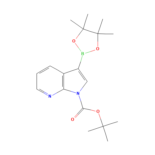 tert-Butyl 3-(4,4,5,5-tetramethyl-1,3,2-dioxaborolan-2-yl)-1H-pyrrolo[2,3-b]pyridine-1-carboxylate (CAS: 942070-47-5) - Chemical Structure and Molecular Formula 