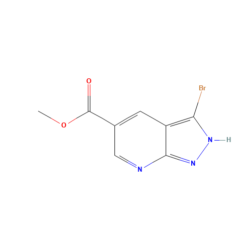 Methyl 3-bromo-1H-pyrazolo[3,4-b]pyridine-5-carboxylate (CAS: 1221288-27-2) - Chemical Structure and Molecular Formula 
