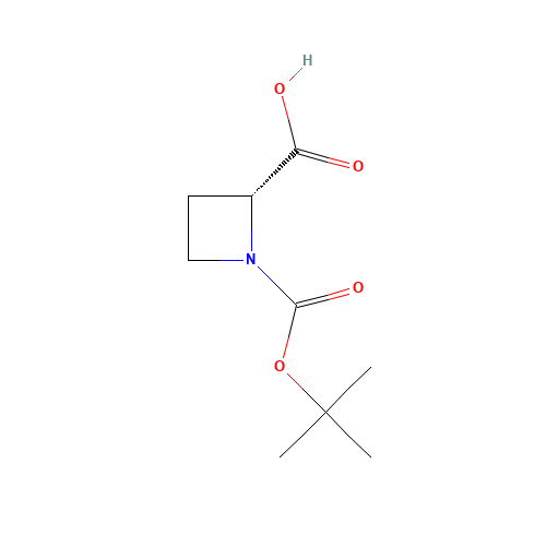 (2R)-1-tert-Butoxycarbonylazetidine-2-carboxylic acid (CAS: 228857-58-7) - Chemical Structure and Molecular Formula 
