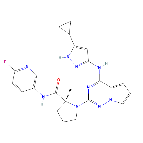 (2S)-1-[4-[(5-Cyclopropyl-1H-pyrazol-3-yl)amino]pyrrolo[2,1-f][1,2,4]triazin-2-yl]-N-(6-fluoro-3-pyridyl)-2-methyl-pyrrolidine-2-carboxamide (CAS: 1001350-96-4) - Related Chemical Product