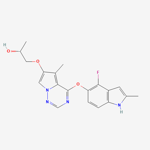 (2R)-1-[4-[(4-Fluoro-2-methyl-1H-indol-5-yl)oxy]-5-methyl-pyrrolo[2,1-f][1,2,4]triazin-6-yl]oxypropan-2-ol (CAS: 649735-46-6) - Related Chemical Product