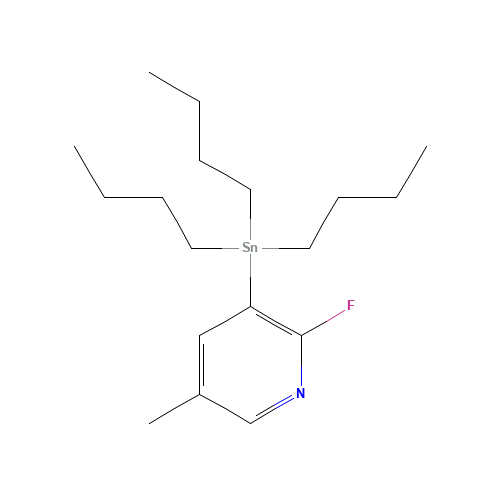 2-Fluoro-5-methyl-3-(tributylstannyl)pyridine (CAS: 1025745-87-2) - Chemical Structure and Molecular Formula 