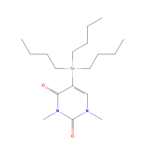 5-Tributylstannyl-1,3-dimethyluracil (CAS: 103408-63-5) - Chemical Structure and Molecular Formula 