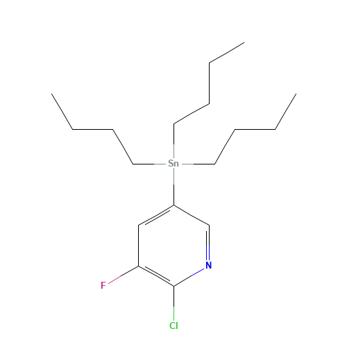 2-Chloro-3-fluoro-5-(tributylstannyl)pyridine (CAS: 405556-97-0) - Chemical Structure and Molecular Formula 