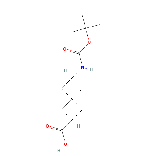 6-[(tert-Butoxycarbonyl)amino]spiro-[3.3]heptane-2-carboxylic acid (CAS: 1087798-38-6) - Chemical Structure and Molecular Formula 
