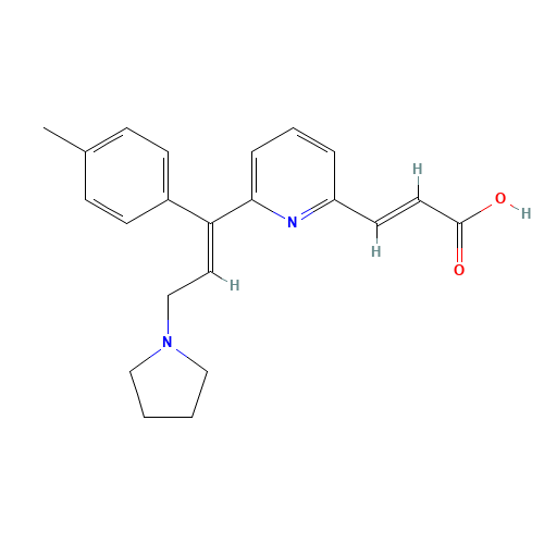 (2E)-3-{6-[(1E)-1-(4-Methylphenyl)-3-(1-pyrrolidinyl)-1-propen-1-yl]-2-pyridinyl}acrylic acid (CAS: 87848-99-5) - Chemical Structure and Molecular Formula 