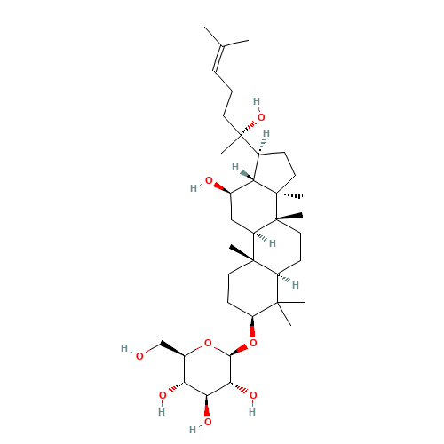 (8ξ,9ξ,12a,13ξ,14b,17b)-12-Hydroxy-17-[(2R)-2-hydroxy-6-methyl-5-hepten-2-yl]-4,4,10,14,17-pentamethylgonan-3-yl b-D-glucopyranoside (CAS: 112246-15-8) - Related Chemical Product