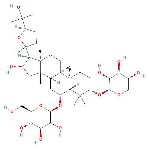 (3b,6a,9b,16b,20R,24S)-16,25-Dihydroxy-3-(b-D-xylopyranosyloxy)-20,24-epoxy-9,19-cyclolanostan-6-yl b-D-threo-hexopyranoside (CAS: 83207-58-3) - Related Chemical Product