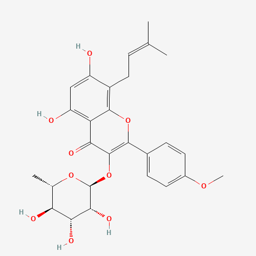 5,7-Dihydroxy-2-(4-methoxyphenyl)-8-(3-methyl-2-buten-1-yl)-4-oxo-4H-chromen-3-yl 6-deoxy-a-L-mannopyranoside (CAS: 113558-15-9) - Related Chemical Product