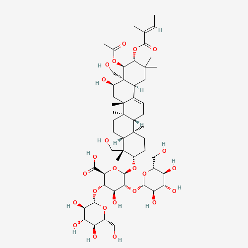 (3b,16a,21b,22a)-22-Acetoxy-16,24,28-trihydroxy-21-{[(2E)-2-methyl-2-butenoyl]oxy}olean-12-en-3-yl b-D-glucopyranosyl-(1->2)-[b-D-glucopyranosyl-(1->4)]-b-D-glucopyranosiduronic acid (CAS: 123748-68-5) - Related Chemical Product