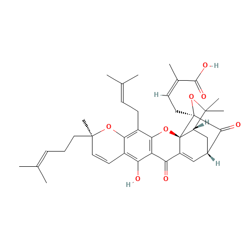 (2E)-4-[(2S,17S)-12-Hydroxy-8,21,21-trimethyl-5-(3-methyl-2-buten-1-yl)-8-(4-methyl-3-penten-1-yl)-14,18-dioxo-3,7,20-trioxahexacyclo[15.4.1.02,15.02,19.04,13.06,11]docosa-4(13),5,9,11,15-pent aen-19-yl]-2-methyl-2-butenoic acid (CAS: 2752-65-0) - Related Chemical Product