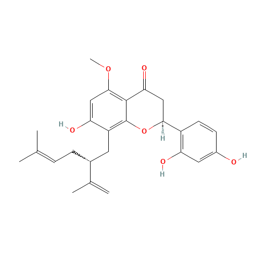 2-(2,4-Dihydroxyphenyl)-5,7-dihydroxy-8-(2-isopropenyl-5-methyl-4-hexen-1-yl)-2,3-dihydro-4H-chromen-4-one (CAS: 34981-26-5) - Related Chemical Product