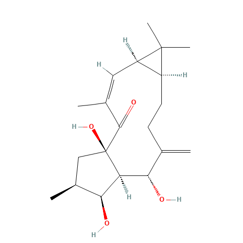 (1aR,2E,4aR,6S,7S,7aR,8R,11aS)-4a,7,8-Trihydroxy-1,1,3,6-tetramethyl-9-methylene-1,1a,4a,5,6,7,7a,8,9,10,11,11a-dodecahydro-4H-cyclopenta[a]cyclopropa[f][11]annulen-4-one (CAS: 34420-19-4) - Related Chemical Product