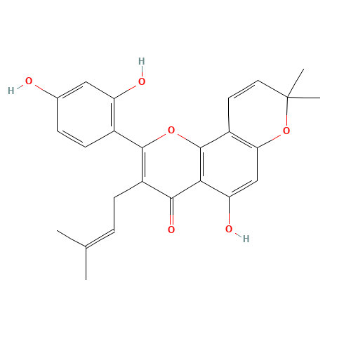 2-(2,4-Dihydroxyphenyl)-5-hydroxy-8,8-dimethyl-3-(3-methyl-2-buten-1-yl)-4H,8H-pyrano[2,3-f]chromen-4-one (CAS: 62596-29-6) - Related Chemical Product