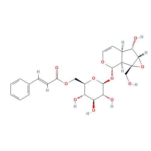 (1aS,1bS,2S,5aR,6S,6aS)-6-Hydroxy-1a-(hydroxymethyl)-1a,1b,2,5a,6,6a-hexahydrooxireno[4,5]cyclopenta[1,2-c]pyran-2-yl 6-O-[(2E)-3-phenyl-2-propenoyl]-b-D-glucopyranoside (CAS: 27409-30-9) - Related Chemical Product