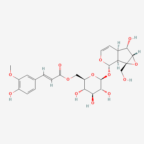 (1aR,1bS,2S,5aR,6S,6aS)-6-Hydroxy-1a-(hydroxymethyl)-1a,1b,2,5a,6,6a-hexahydrooxireno[4,5]cyclopenta[1,2-c]pyran-2-yl 6-O-[(2E)-3-(4-hydroxy-3-methoxyphenyl)-2-propenoyl]-b-D-glucopyranoside (CAS: 64461-95-6) - Related Chemical Product