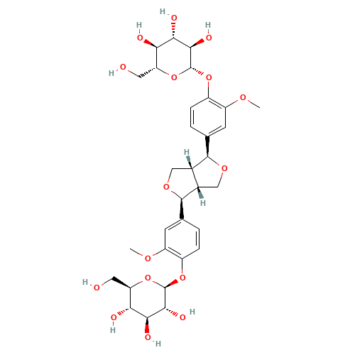 4-{(1S,3aR,4S,6aR)-4-[4-(b-D-Glucopyranosyloxy)-3-methoxyphenyl]tetrahydro-1H,3H-furo[3,4-c]furan-1-yl}-2-methoxyphenyl b-D-glucopyranoside (CAS: 63902-38-5) - Related Chemical Product