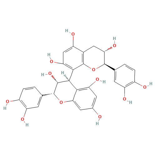 2,2'-Bis(3,4-dihydroxyphenyl)-3,3',4,4'-tetrahydro-2H,2'H-4,8'-bichromene-3,3',5,5',7,7'-hexol (CAS: 20315-25-7) - Chemical Structure and Molecular Formula 