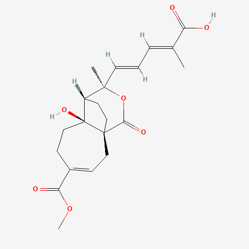 (2E,4E)-5-[(1R,7S,8R,9R)-7-Hydroxy-4-(methoxycarbonyl)-9-methyl-11-oxo-10-oxatricyclo[6.3.2.01,7]tridec-3-en-9-yl]-2-methyl-2,4-pentadienoic acid (CAS: 82601-41-0) - Chemical Structure and Molecular Formula 