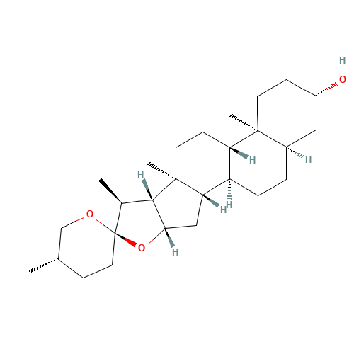 (3b,5b,25S)-Spirostan-3-ol (CAS: 126-19-2) - Chemical Structure and Molecular Formula 