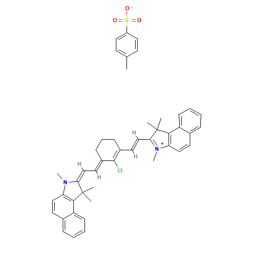 2-[(E)-2-{(3E)-2-Chloro-3-[(2E)-2-(1,1,3-trimethyl-1,3-dihydro-2H-benzo[e]indol-2-ylidene)ethylidene]-1-cyclohexen-1-yl}vinyl]-1,1,3-trimethyl-1H-benzo[e]indolium 4-methylbenzenesulfonate (CAS: 134127-48-3) - Related Chemical Product