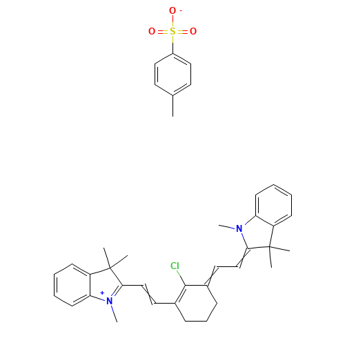 2-[2-[2-Chloro-3-[2-(1,3-dihydro-1,3,3-trimethyl-2H-indol-2-ylidene)ethylidene]-1-cyclohexen-1-yl]ethnyl]-1,3,3-trimethyl-3H-indolium 4-methylbenzenesulfonate (CAS: 205744-92-9) - Related Chemical Product