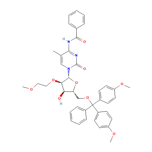 N-[1-[(2R,3R,4R,5R)-5-[[bis(4-methoxyphenyl)-phenyl-methoxy]methyl]-4-hydroxy-3-(2-methoxyethoxy)tetrahydrofuran-2-yl]-5-methyl-2-oxo-pyrimidin-4-yl]benzamide (CAS: 182496-01-1) - Related Chemical Product