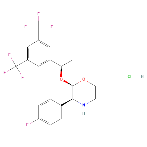 (2R,3S)-2-{(1R)-1-[3,5-BIS(TRIFLUOROMETHYL)PHENYL]ETHOXY}-3-(4-FLUOROPHENYL)MORPHOLINE HYDROCHLORIDE (CAS: 171482-05-6) - Related Chemical Product