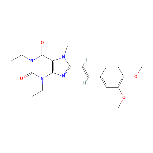 8-[(E)-2-(3,4-dimethoxyphenyl)ethenyl]-1,3-diethyl-7-methyl-purine-2,6 -dione (CAS: 155270-99-8) - Related Chemical Product
