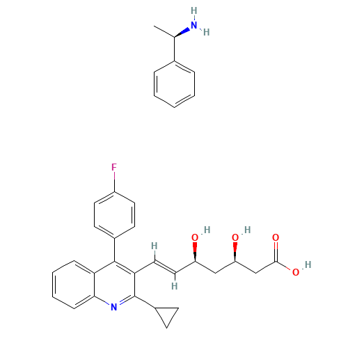 (3R,5S)-7-[2-cyclopropyl-4-(4-fluorophenyl)-3-quinolyl]- 3,5-dihydrosy-6-heptane acid (CAS: 147511-70-4) - Chemical Structure and Molecular Formula 
