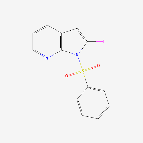 2-iodo-1-(phenylsulfonyl)-1H-pyrrolo[2,3-b]pyridine (CAS: 282734-63-8) - Chemical Structure and Molecular Formula 