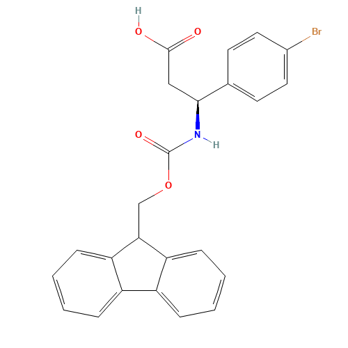 FMOC-(S)-3-AMINO-3-(4-BROMO-PHENYL)-PROPIONIC ACID (CAS: 220497-68-7) - Chemical Structure and Molecular Formula 