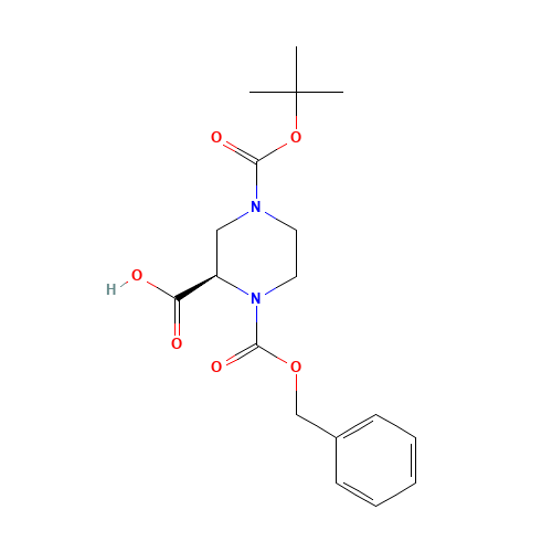 (2R)-1-[(Benzyloxy)carbonyl]-4-{[(2-methyl-2-propanyl)oxy]carbonyl}-2-piperazinecarboxylic acid (CAS: 954388-33-1) - Related Chemical Product