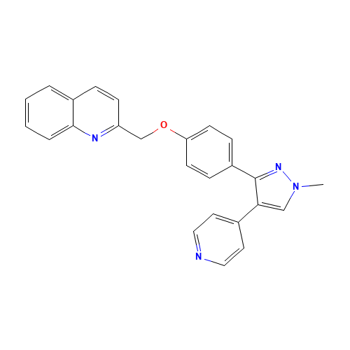 2-({4-[1-Methyl-4-(4-pyridinyl)-1H-pyrazol-3-yl]phenoxy}methyl)quinoline (CAS: 898562-94-2) - Chemical Structure and Molecular Formula 